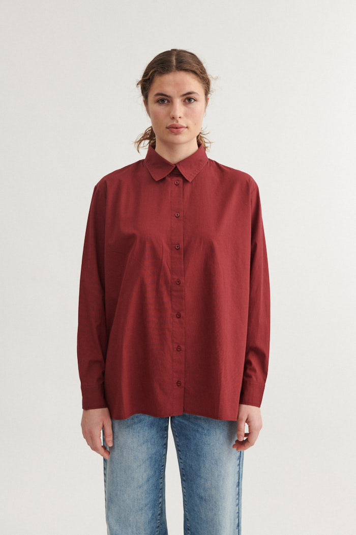 Basic Apparel Vilde Loose Shirt Shirts 792 Bordeaux Truffle